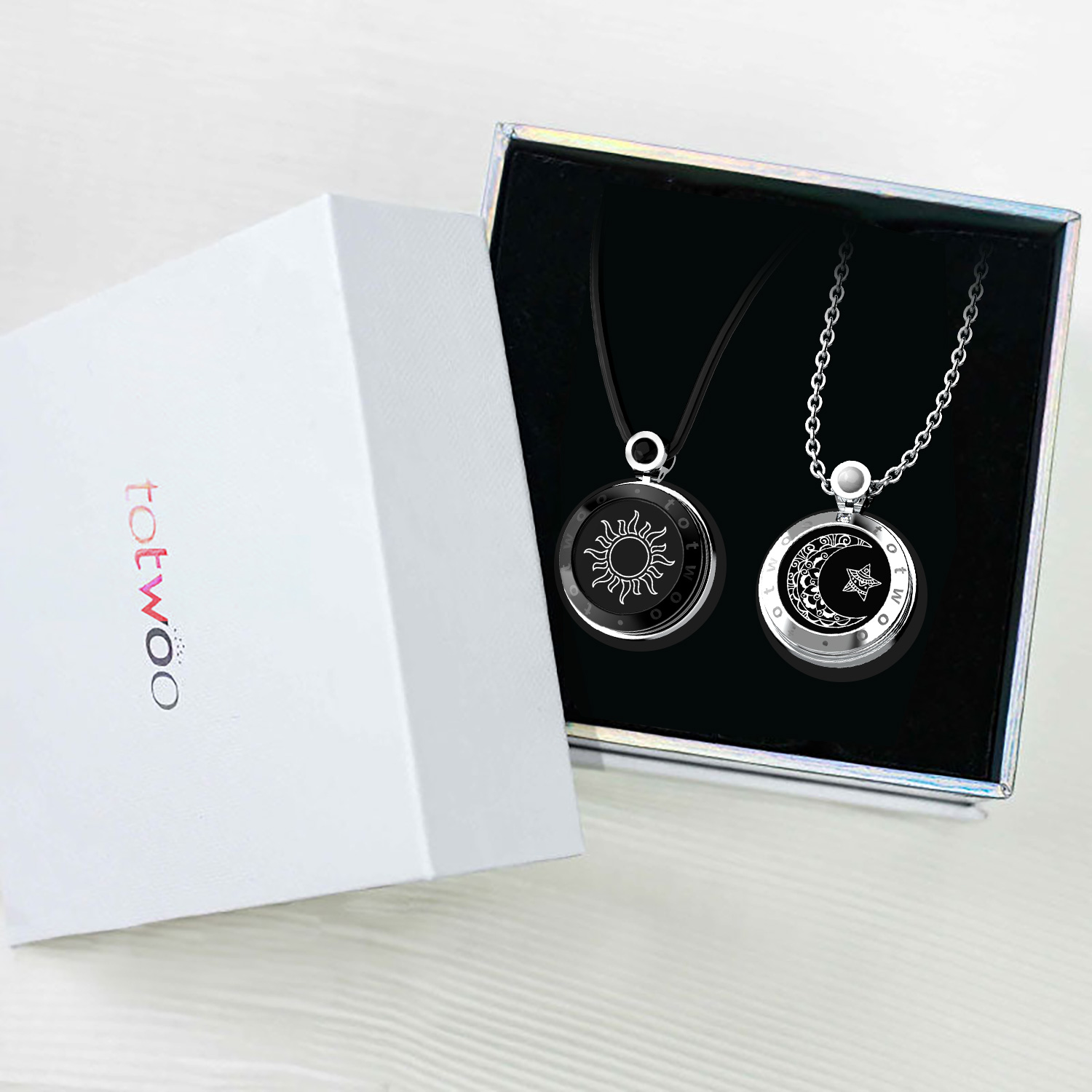 Totwoo Couple Touch Colliers de la présidence avec agate naturelle, cadeaux de relation longue distance