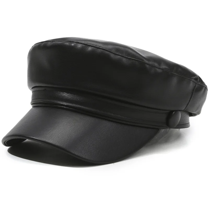 Spring and Autumn Versatile Beret Retro Flat Top Visor Small Face Black Painter Hat Fashion Hat Classic Versatile   Adjustable