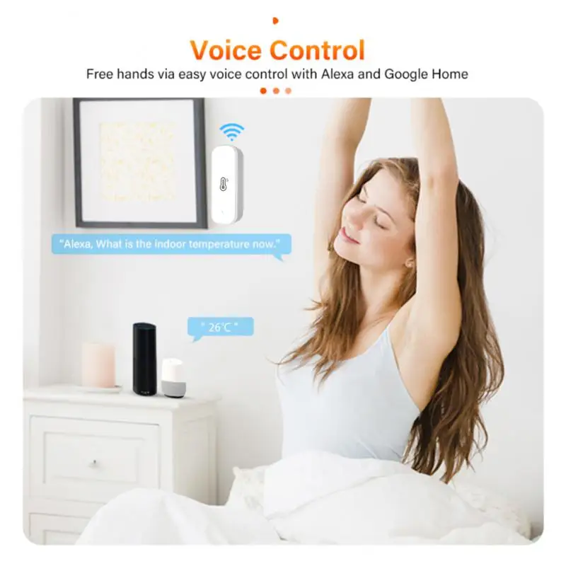 Tuya Smart ZigBee / WiFi Temperature And Humidity Sensor Home Indoor Hygrometer Thermometer Smart Life App Via Alexa Google Home
