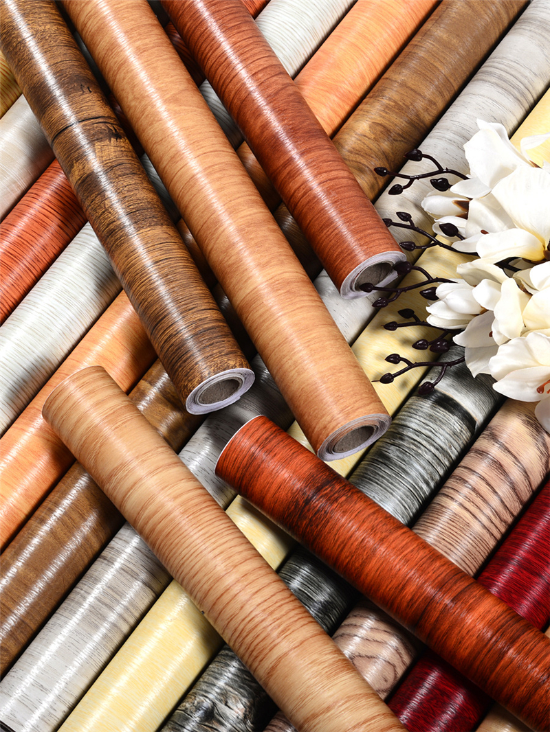 กันน้ำไม้ไวนิลวอลล์เปเปอร์ม้วนกาวในตัวกระดาษติดต่อตกแต่งประตูตู้โต๊ะที่ทันสมัยเฟอร์นิเจอร์ตกแต่งSticker