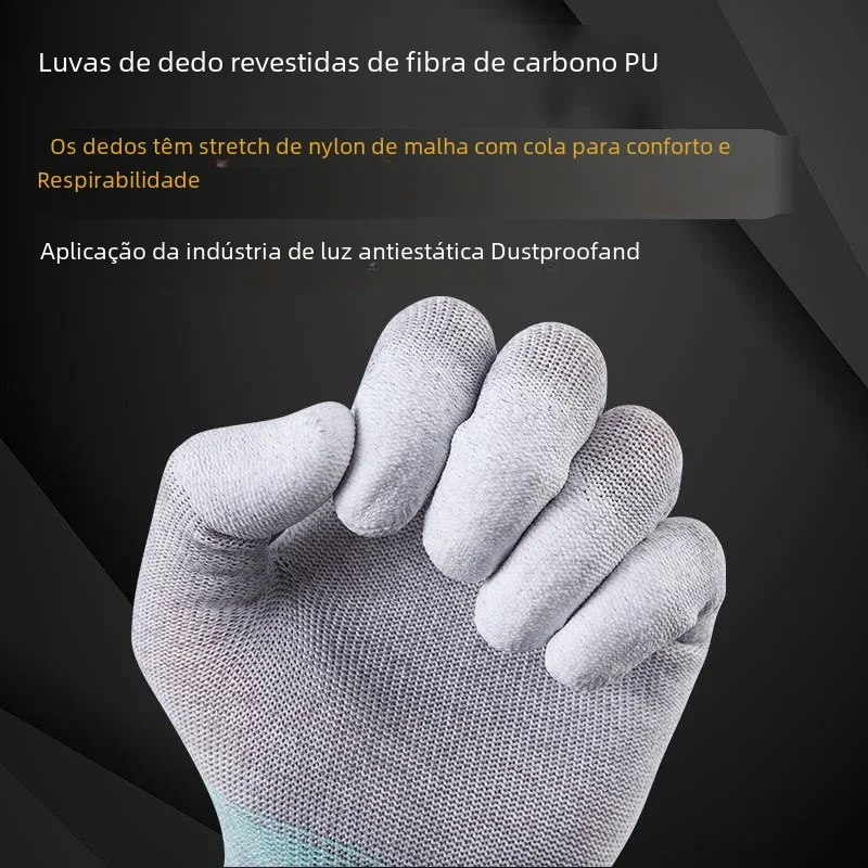10 pares，Luvas de segurança ESD com dedos revestidos para manutenção eletrônica, alta qualidade,