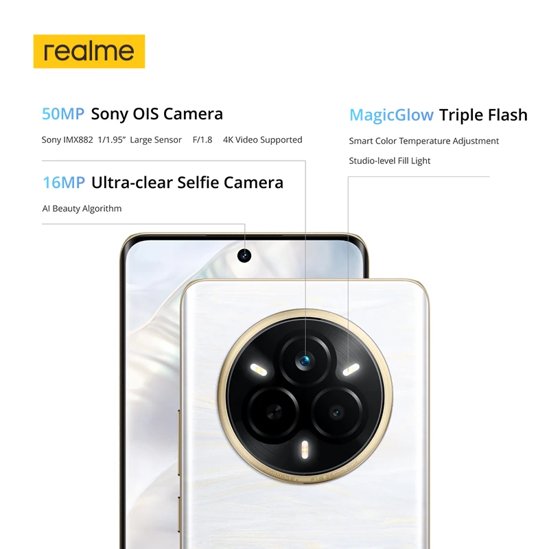 [World Premiere] realme 14 Pro 5G Smartphone Dimensity 7300 Chipset 6000mAh Battery 50MP Sony OIS Camera 120Hz Curved Display