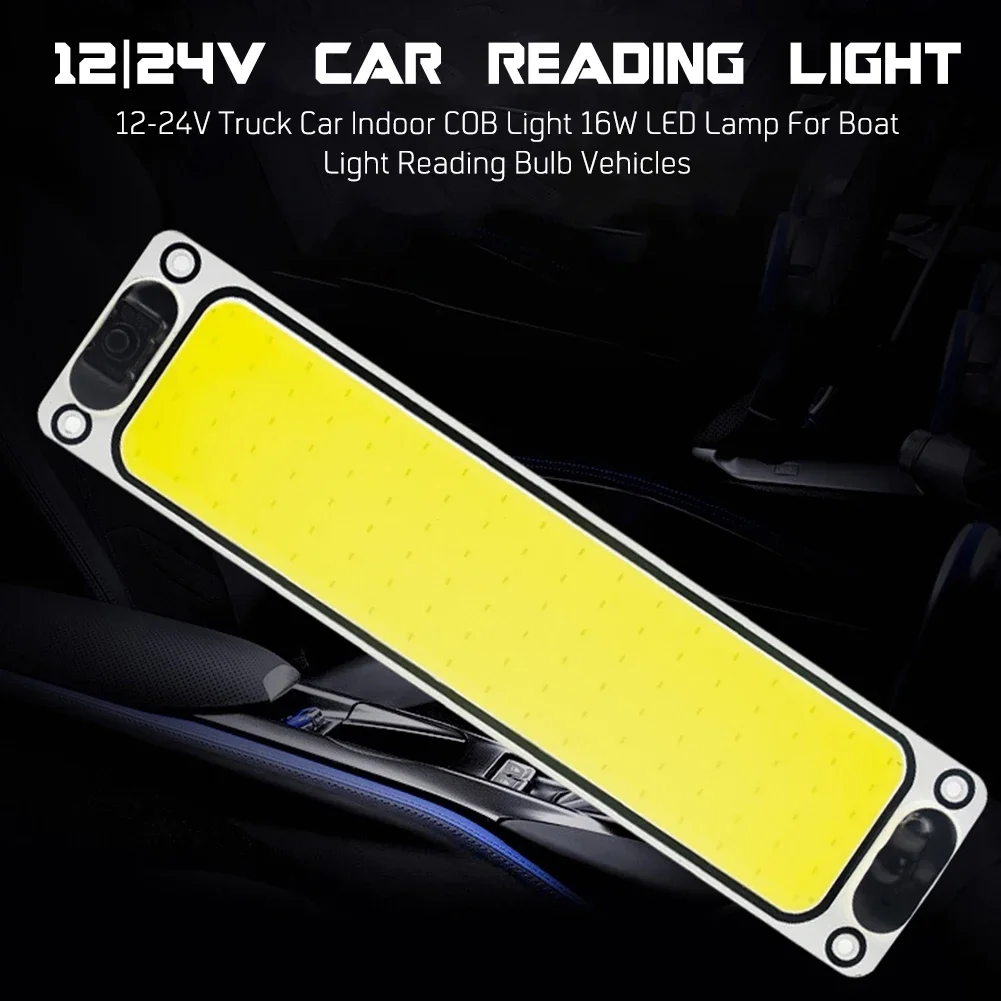 1x branco cob 108 smd led 12v 24v painel cúpula lâmpada auto interior do carro placa de leitura luz teto interior lâmpada com fio