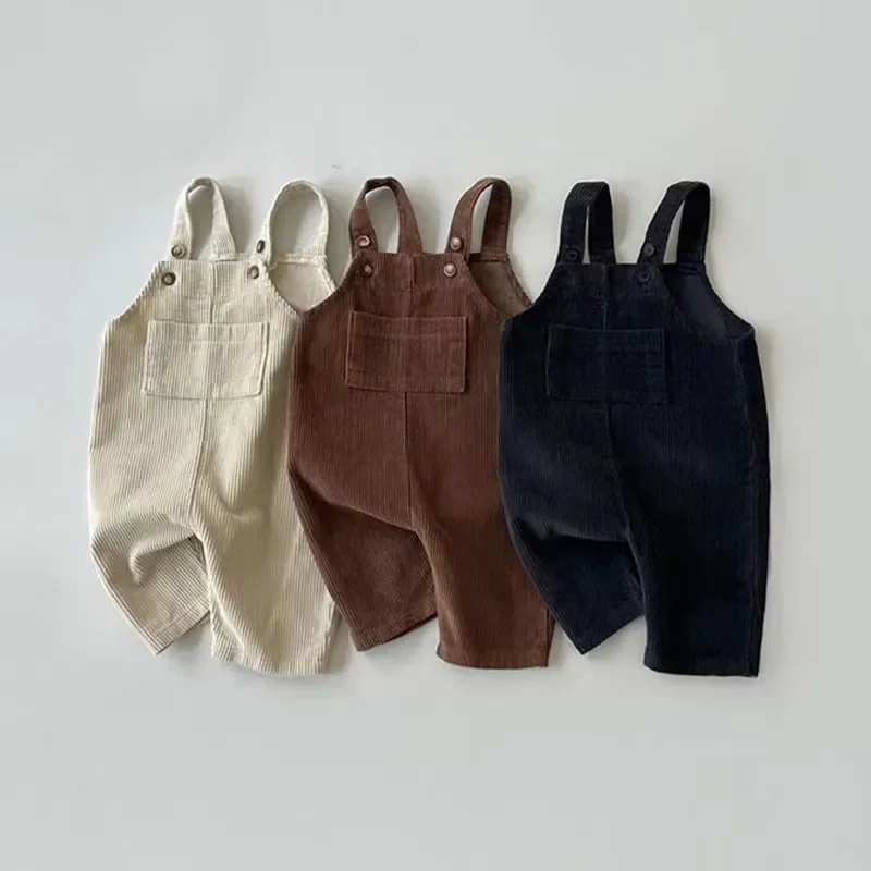 Otoño Invierno niño bebé niños niñas pana Lisa mono con tirantes niños mono ropa