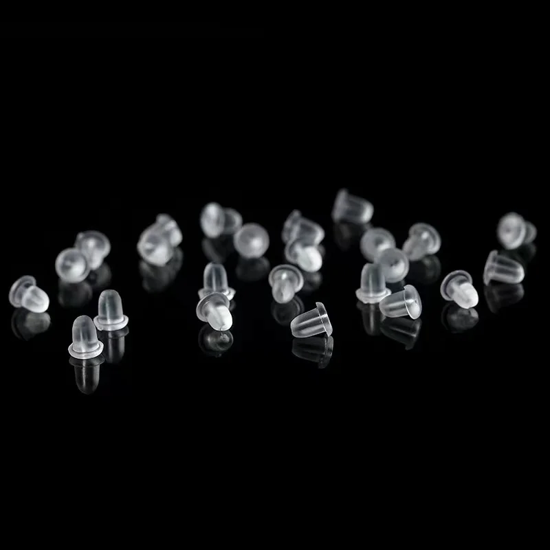 100 ชิ้น/ล็อต Clear Soft ยางซิลิโคนต่างหูหลังความปลอดภัย Bullet Stopper ยางเครื่องประดับอุปกรณ์เสริม DIY อะไหล่หูเสียบ