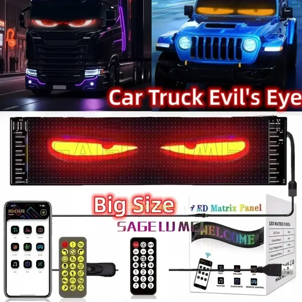 Großes LED-Panel, flexibles Display, DIY programmierbares Schild, Animation, LED-Matrix-Panel, mehrsprachiges LED-Licht für Auto, LKW, böser Blick
