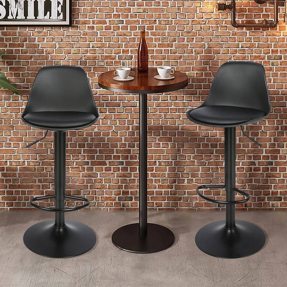 Sgabello da bar sedia girevole in 2 pezzi, sgabello da bar regolabile in 2 pezzi, altezza regolabile, 360 °   capacità girevole, ultra silenziosa e portante