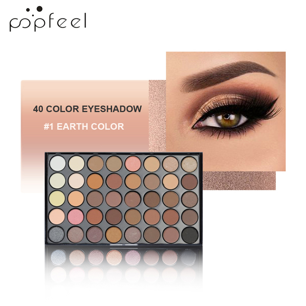 Popfeel 40 Farben Lidschatten-Palette langlebige einfache Make-up braune Lidschatten-Palette, rosa Lidschatten-Palette