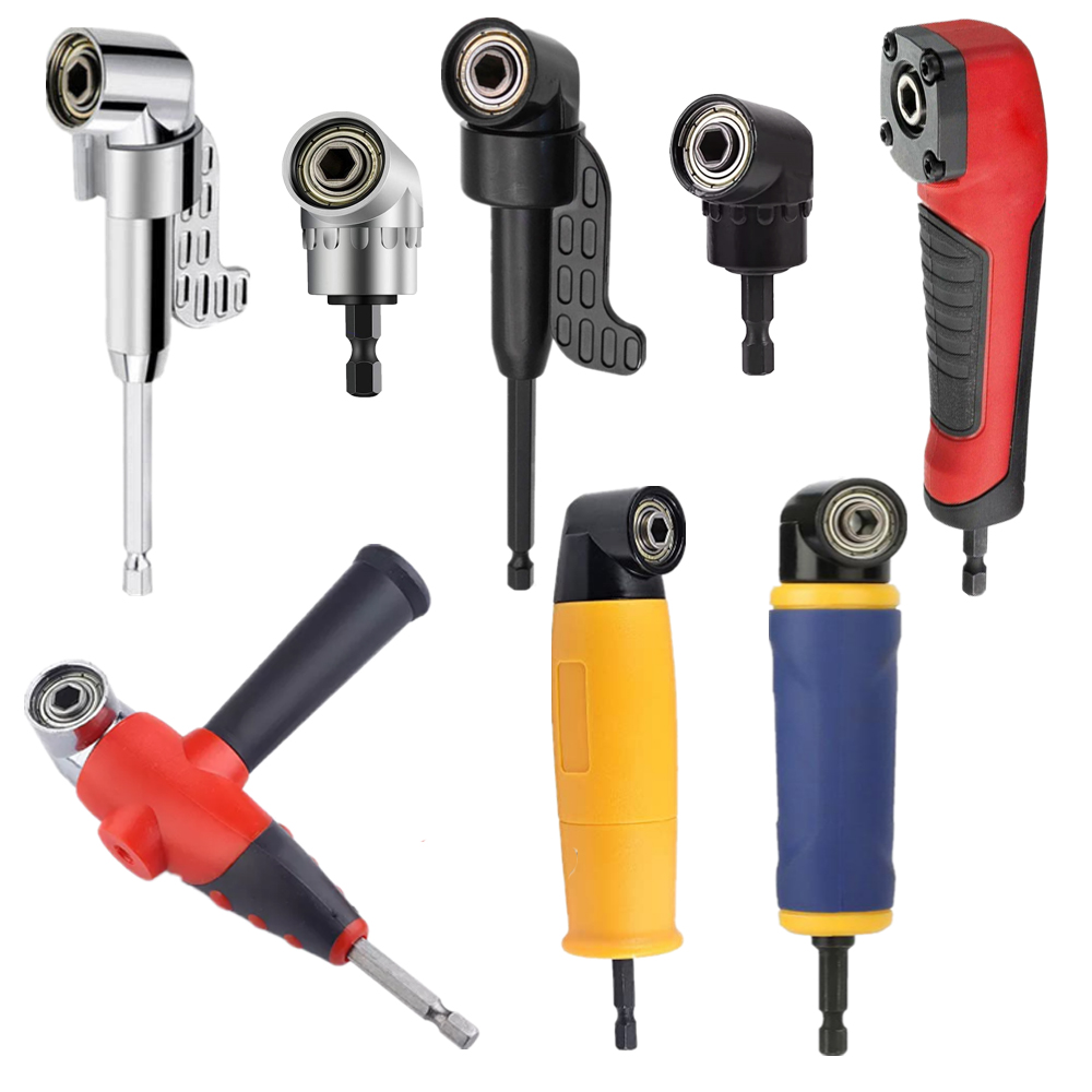 Adaptador magnético de vástago hexagonal de 90/105/360 grados, 1/4 ", taladros doblados, destornillador de trinquete Reversible, herramientas de controlador de potencia ajustables