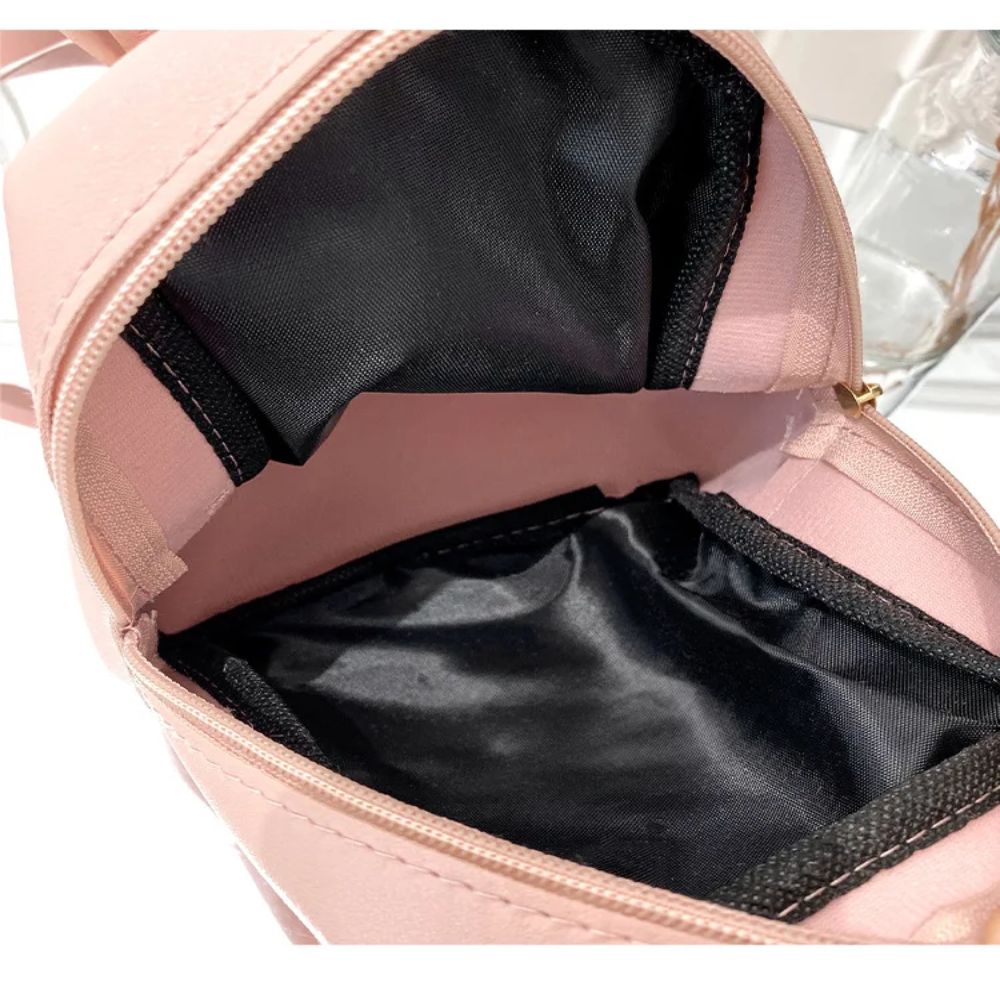 Mini Lingge ricamo piccolo zaino moda tinta unita cerniera donna borsa a tracolla grande capacità zaino da viaggio in pelle PU