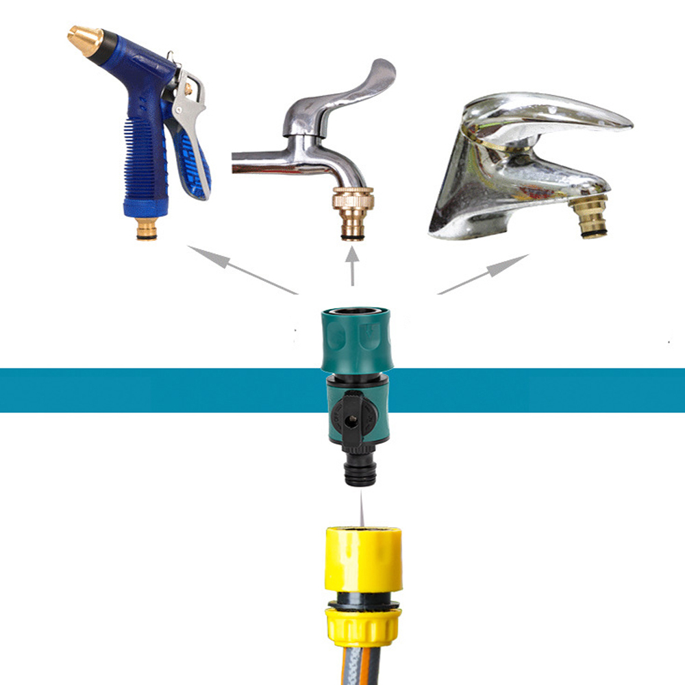 Accoppiatore a connessione rapida per tubo da giardino - Adattatore per valvola di intercettazione per irrigazione Sistema di irrigazione Rubinetto Raccordo per rubinetto Connettore in linea