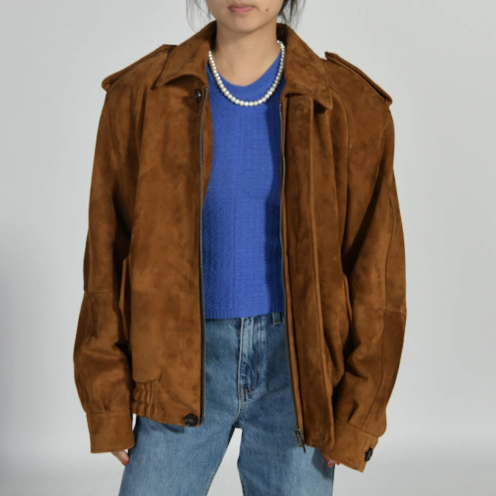 Jxwatcher Damen-Jacke aus echtem Wildleder, Damen, 2025, Herbst-Winter, echter Schaffellmantel, modische Bomberjacken, neue Ankunft