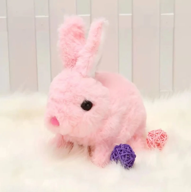 ผมยาวกระต่ายไฟฟ้าของเล่นตุ๊กตา Soft Plush จําลองรูปร่างตุ๊กตาสัตว์ขนาดเล็กแบตเตอรี่ Interactive เด็กที่ชื่นชอบของขวัญ