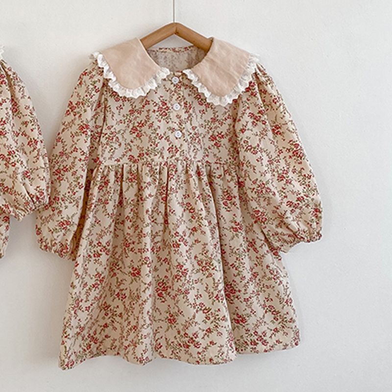 Herbst Kinder Baby Mädchen Blumen Kleid Langarm Süße Druck Prinzessin Kleid Casual Baby Mädchen Kleid Kinder Kleidung Kleid
