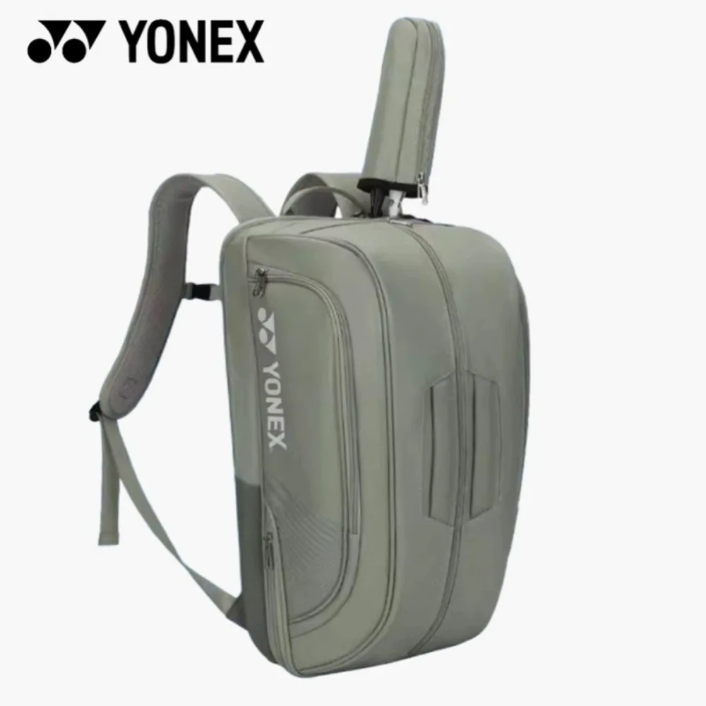 YONEX-Bolsa de bádminton de alta calidad, raqueta de tenis de cuero, mochila deportiva de hombro, multifuncional, máxima capacidad, raqueta de 6 piezas