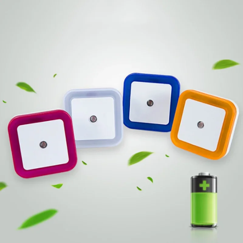 Sensor sem fio led night light ue eua plug mini quadrado luzes da noite para o bebê crianças sala de estar quarto lâmpada iluminação do corredor