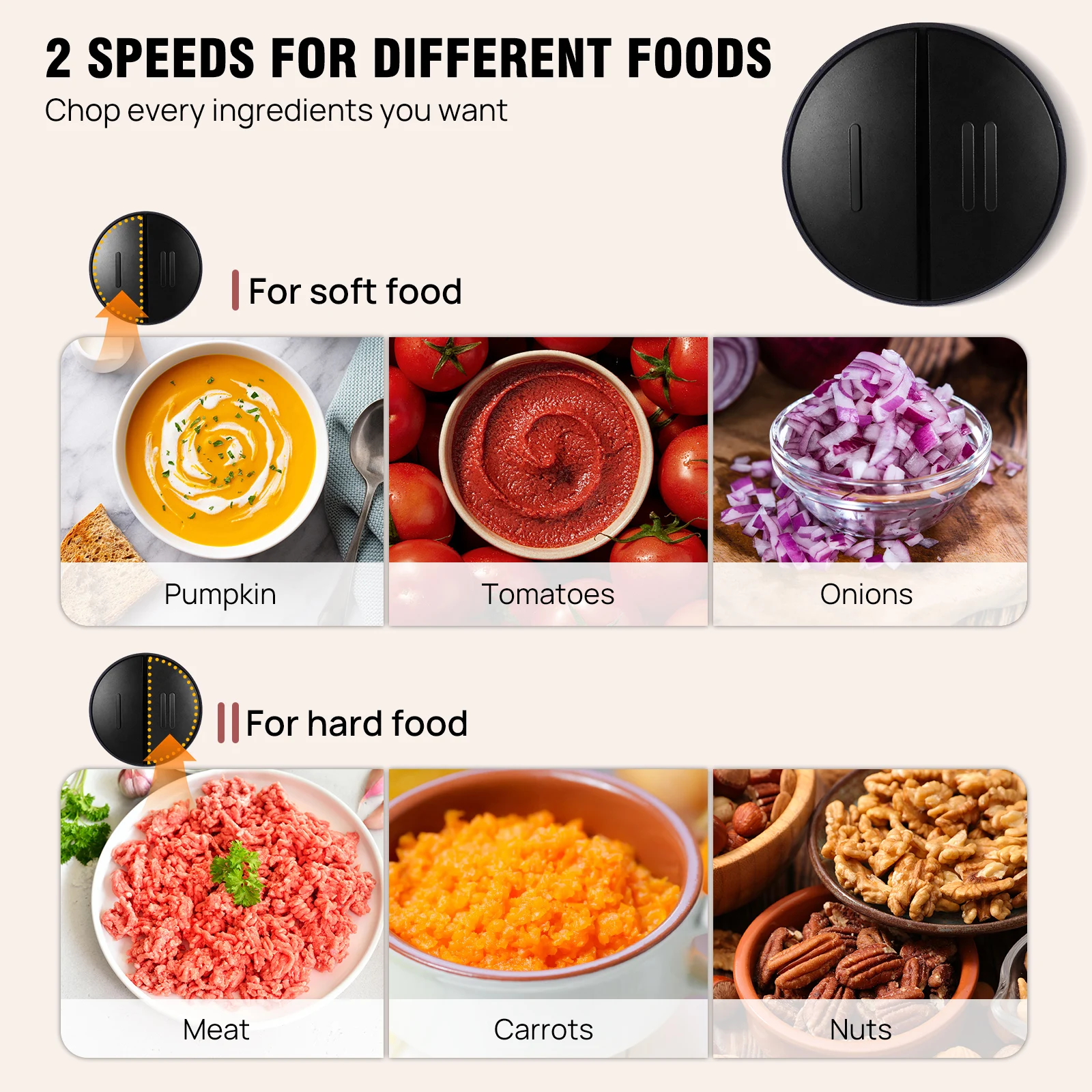 2L Elettrico Cibo Chopper Verdure Chopper Piccolo Robot Da Cucina Tritacarne Mixer Elettrico Dicer con 2 Velocità Tritacarne