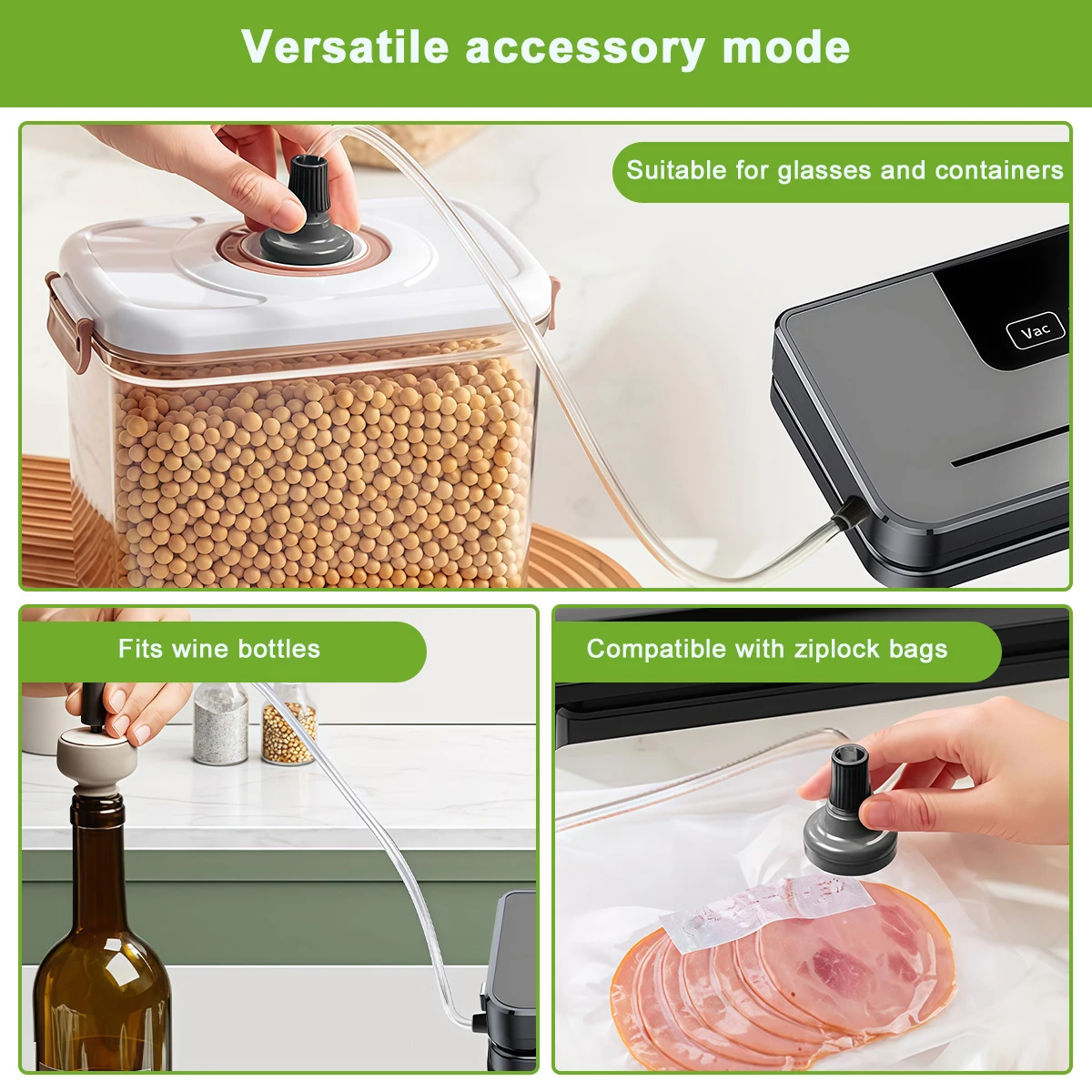 Scelleuse sous vide avec 20 sacs – Sceau puissant 80KPA pour aliments secs et humides, système automatique de conservation des aliments, compact et rapide