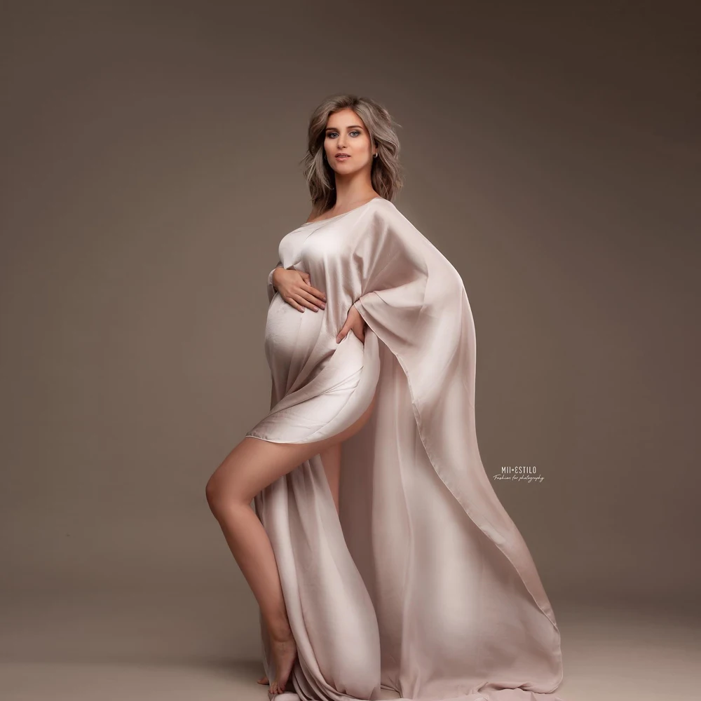 Vestido de utilería para fotografía de maternidad, capa de gasa suave sin tirantes, capa de tul, tela de modelado Simple, accesorio para sesión de fotos de embarazo