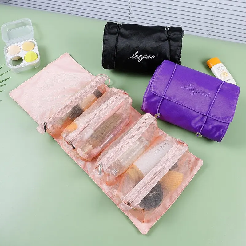 Detachable4 하나의 메이크업 가방 다기능 및 미니멀리스트 여행 여성의 접이식 여행 화장품 보관 및 세탁 가방