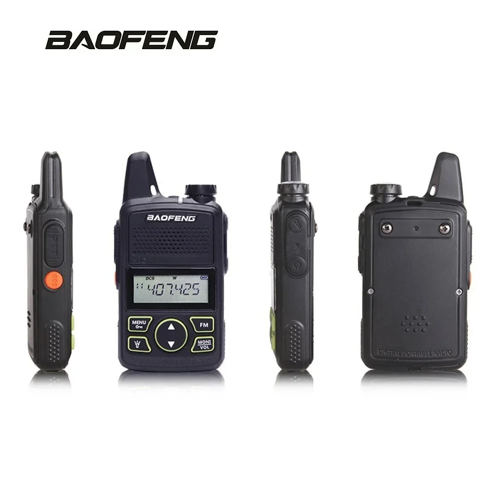 Baofeng T1 Mini Two Way Radio UHF USB Charging Pocket Wireless HAM Interphone & PTT Headset Flashlight Handheld FM  Player
