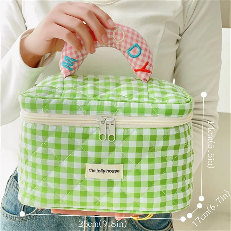 Bolsa de maquillaje con forma de cubo para mujer, bolsa de maquillaje con contraste de color bonito, para viajes al aire libre, 1 ud.