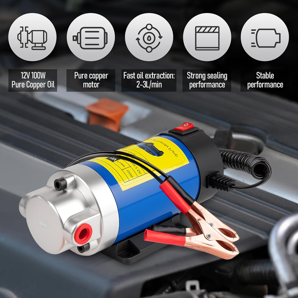 Bomba de transferência de óleo portátil, 1-4l/min, 12v, extrator de sucção de fluido, mudança elétrica, ferramenta de sifão para carro, motocicletas, barcos
