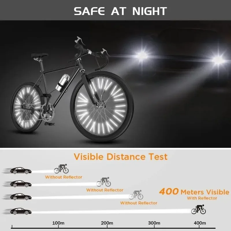 Tube Warning Strip 12Pcs Reflective Mount Clip  Bicycle Wheel Spoke Reflector Stripe Steel Wire Lamp MTB Bike Reflector Light