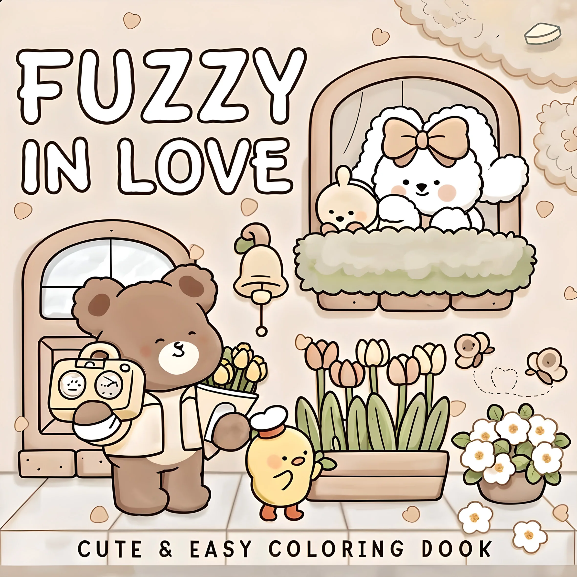FUZZY IN LOVE Libro para colorear con patrones audaz y fácil para adultos Lindo libro de dibujo Regalo perfecto para fiesta y cumpleaños