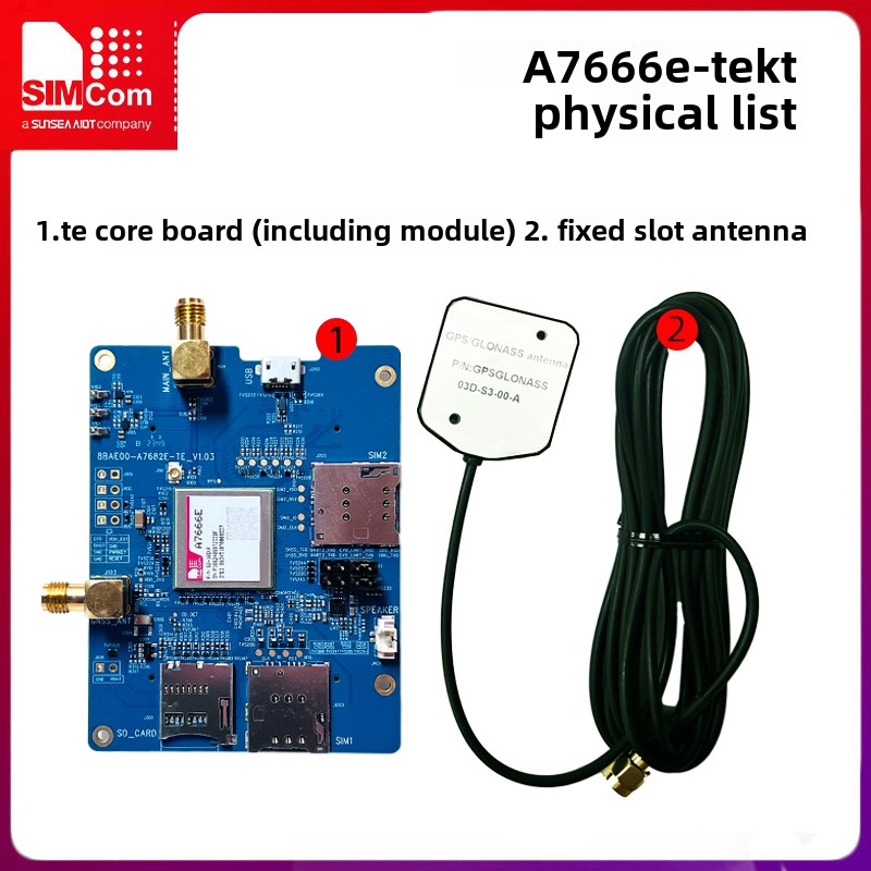 Simcom 4G 通信モジュール ヨーロッパ版 A7666E-TEKIT 開発評価ボード ポジショニング アンテナ