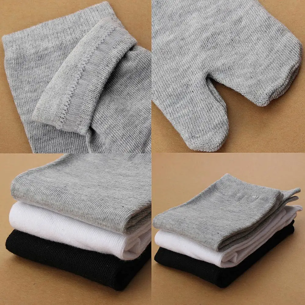 Calcetines de algodón de estilo japonés para hombre y mujer, calcetín de fibra de bambú, desodorante, transpirable, con dos dedos, tipo Kimono, lote de 3 pares