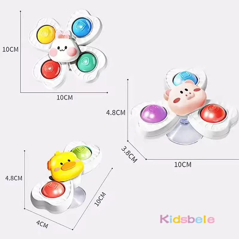 아기 빨판 Fidget 회전 장난감 식탁 욕실 창 여행 재미 스피너 장난감 3 PCS 유아 감각 스트레스 릴리버 선물