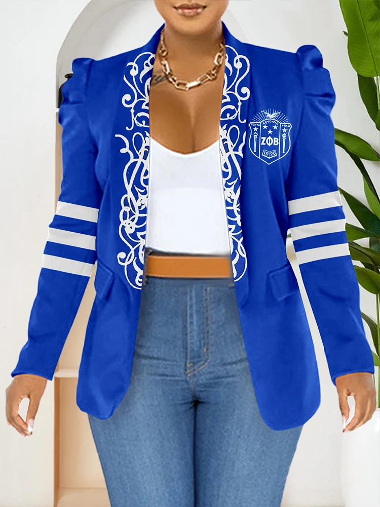 Marynarka z bufiastymi rękawami i nadrukiem Zeta Phi Beta Sorority