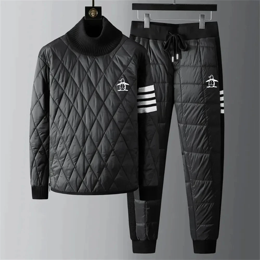 ฤดูใบไม้ร่วงฤดูหนาวผ้าฝ้ายกอล์ฟ 2 ชิ้นชุดใหม่ผู้ชายเสื้อกอล์ฟ Windbreaker Hedge Men Golf เสื้อผ้ากางเกงกอล์ฟผู้ชายสวมใส่
