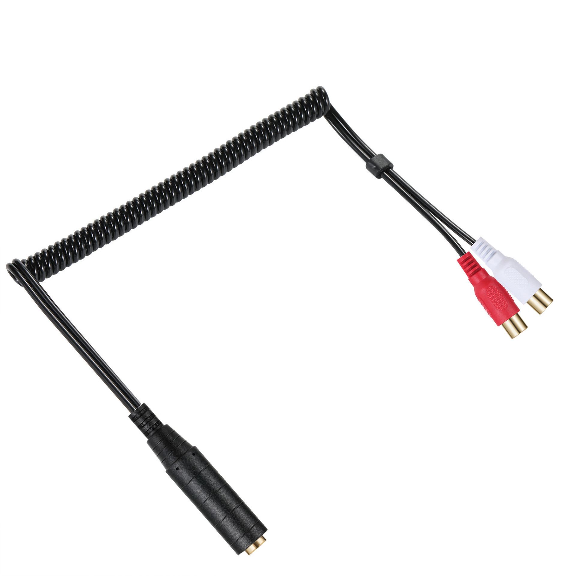 Kabel gulung 1/4 inci TRS ke kabel Audio RCA ganda, kabel pemisah Y Audio Stereo RCA lapis emas 6.35mm 1/4 inci TRS ke 2 RCA