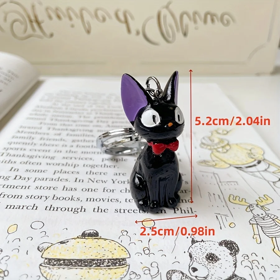 魅力的な黒猫キーホルダー - かわいいPVC製レディースファッションアクセサリー、バッグや鍵に最適、猫アクセサリー