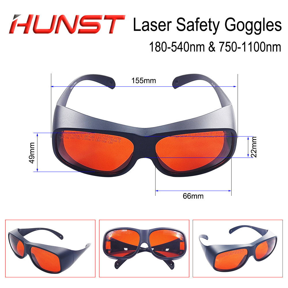HUNST OD6+ Occhiali di sicurezza laser in fibra verde UV Occhiali protettivi con lunghezza d'onda 355 e 532 e 1064 nm Occhiali protettivi.