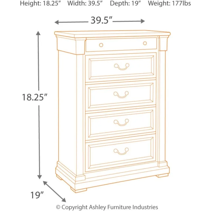 Bolanburg Farmhouse 5 Drawer Chest with Dovetail Construction