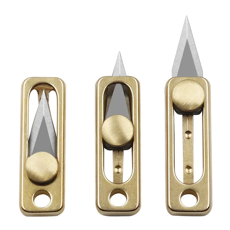 Mini couteau en laiton et acier inoxydable, couteau utilitaire Portable, couteau de sécurité de survie, porte-clés pendentif, petit outil, ouvre-bouteille d'enveloppe