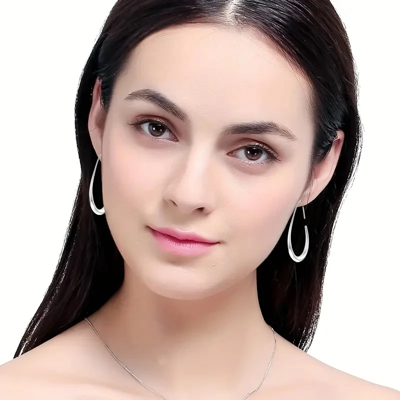 Huitan – grandes boucles d'oreilles créoles en forme de goutte d'eau pour femmes, minimalistes, en métal, usage quotidien, déclaration de tempérament, bijoux, livraison directe