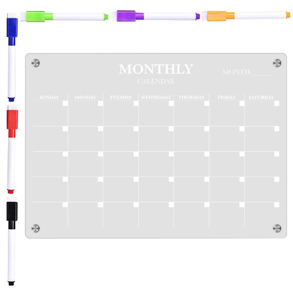 Magnetic Weekly Planner Board ตารางรายวันไวท์บอร์ดแม่เหล็กดึงดูดตู้เย็นอะคริลิค Dry Erase Clear ตู้เย็น Planning