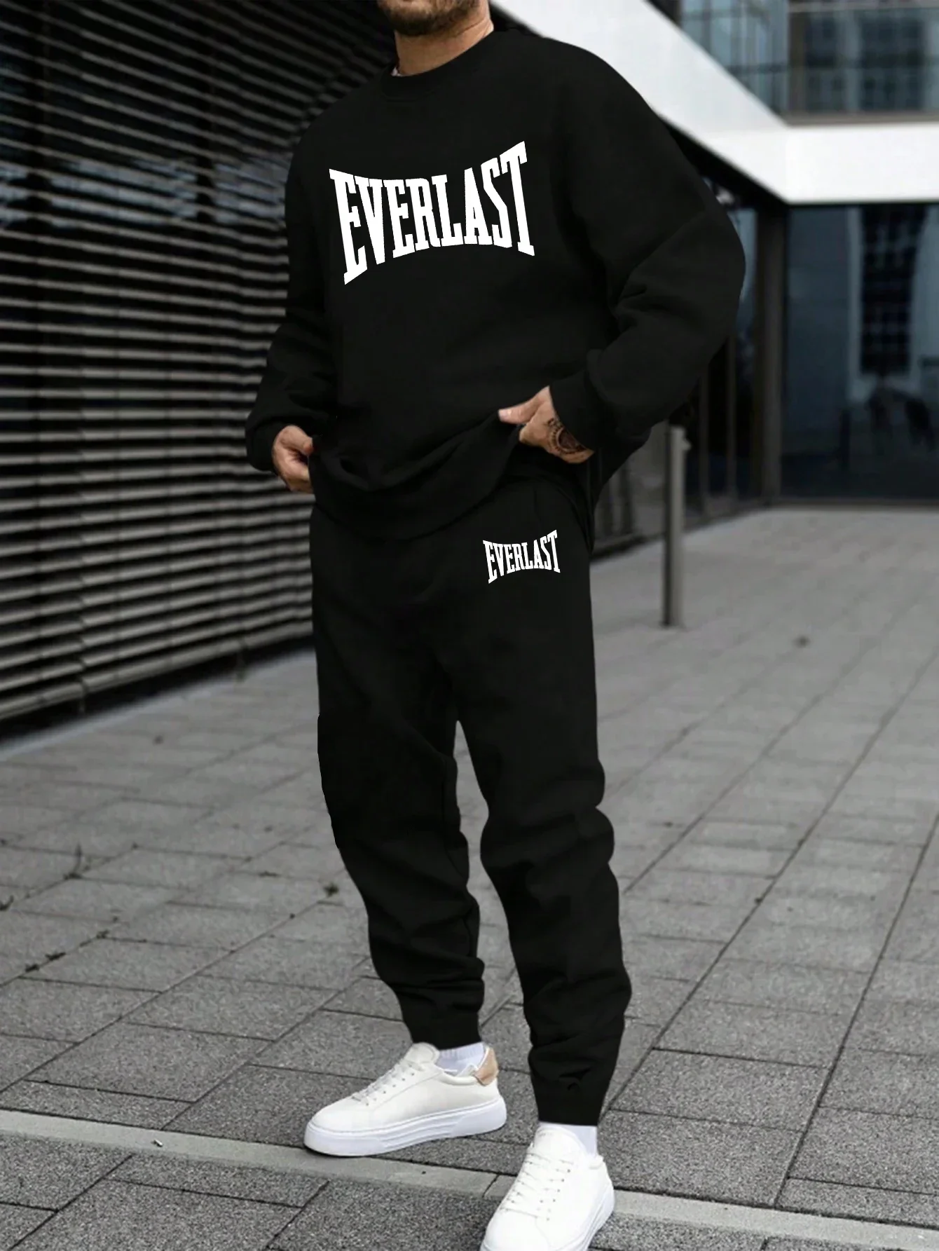 Jogging Herren Trainingsanzug Print Sweatshirt Jogginghose Casual Sport Single Piece Tops Hosen Herbst Komfort HipHop Sportswear Kleidung