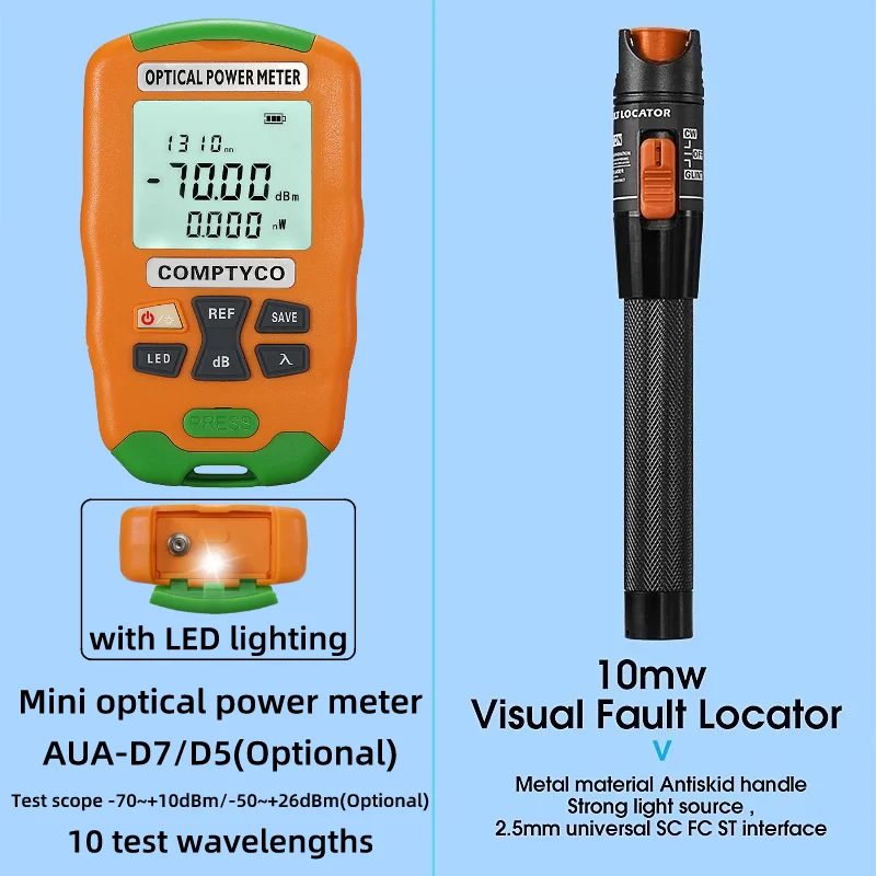 Ftth光ファイバーツールキット,AUA-X5光ファイバークリッパー,ストリッパー,ミニ光学パワーメーター,10mw視覚障害ロケーター,vfl