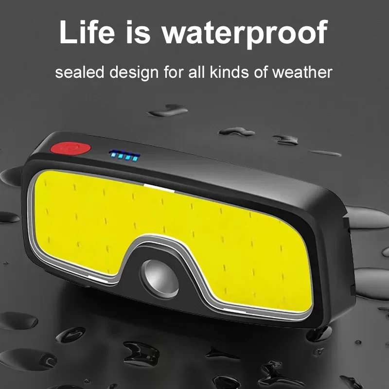 Linterna frontal recargable superbrillante LED COB 180 °   Luz de cabeza impermeable para correr al aire libre, pescar, acampar, senderismo, linterna