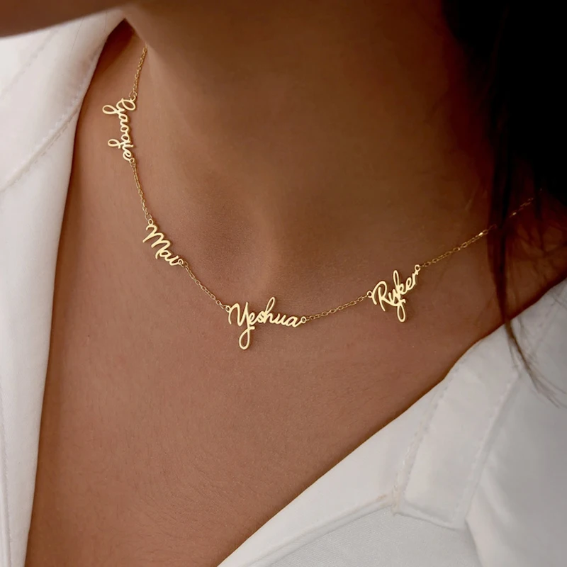 Gepersonaliseerde aangepaste 1-9 namen ketting roestvrij staal aangepaste paar kinderen naam ketting familieleden naam sieraden cadeau