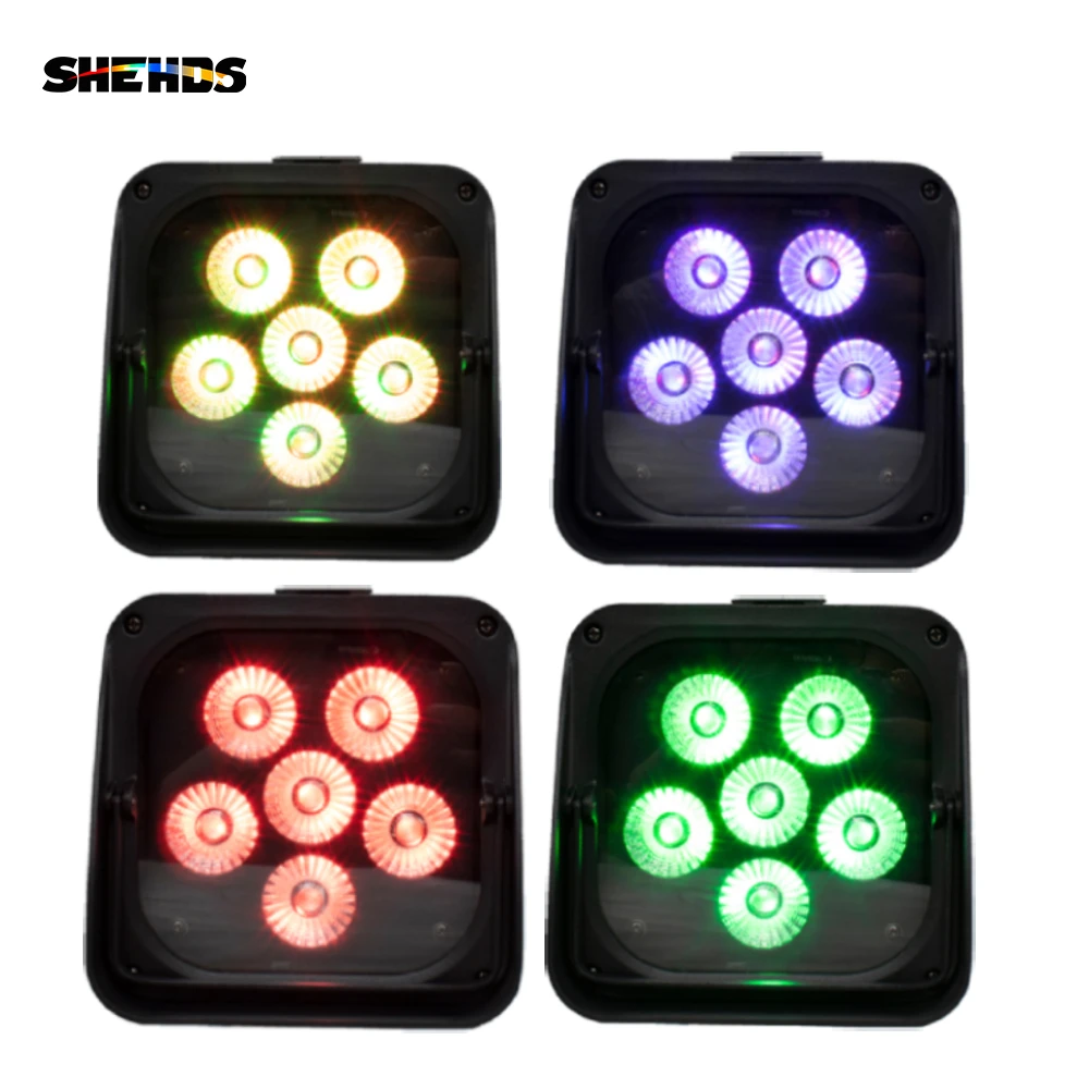 SHEHDS 4 szt. Bateryjne LED 6x18W RGBWA+UV 6w1 Par Bezprzewodowy Pilot DMX512 Sterowanie Telefonem WIFE Wash Wall Light Do DJ Disco Boże Narodzenie