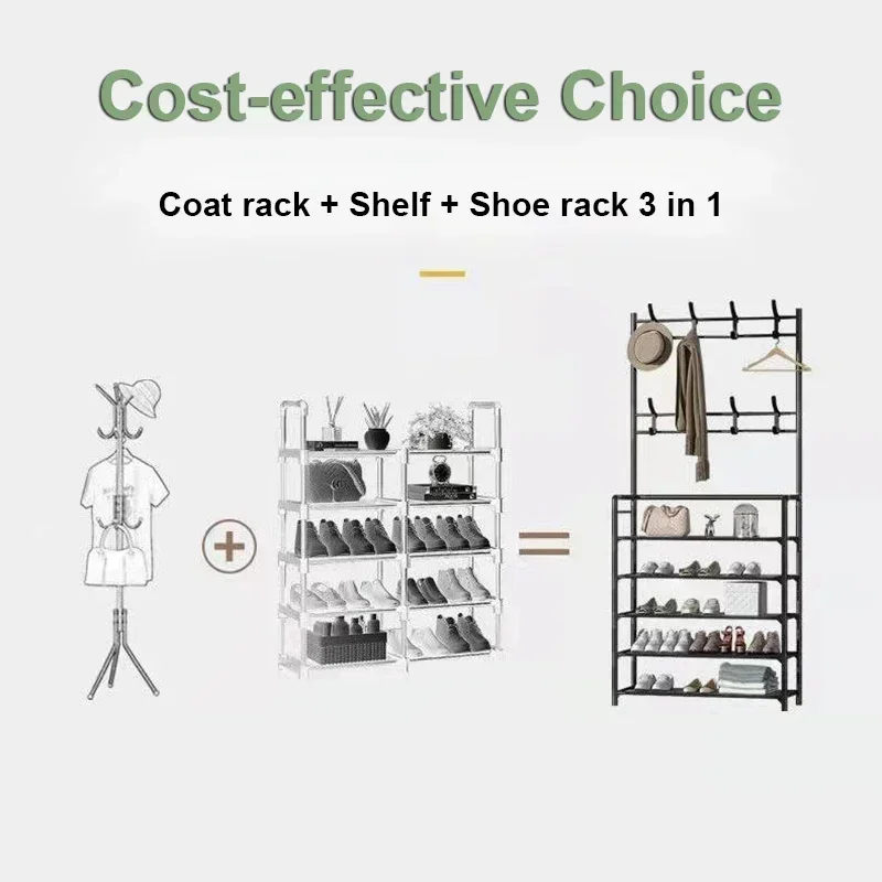 2025 cabides de chapéu de roupas rack de sapato multi-camada rack de sapatos de chão simples e prateleiras de chapéu de carga prateleira organizadora de sala de estar