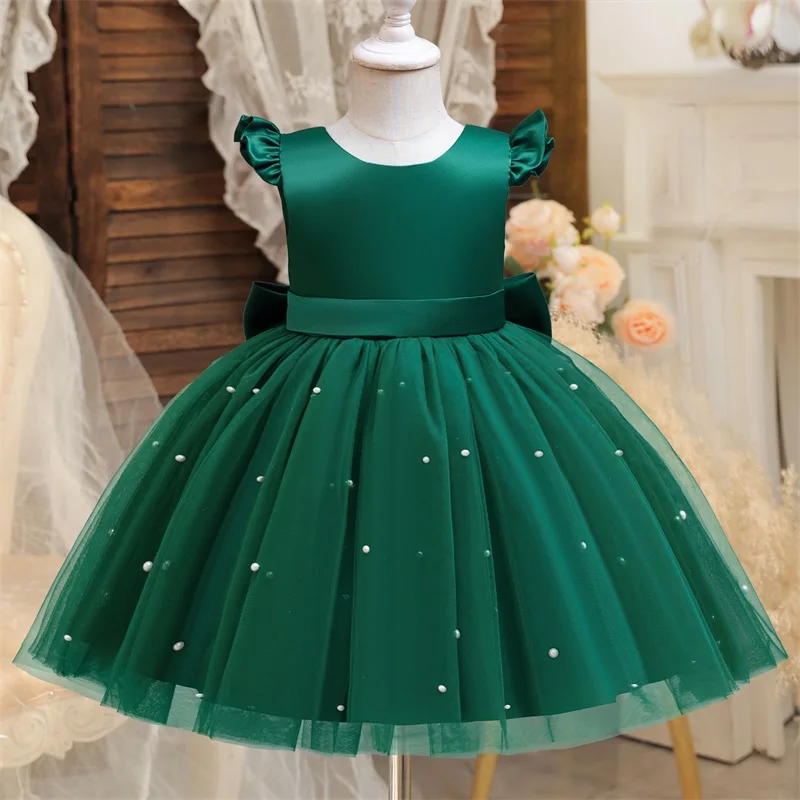 Vestido de tul con flores para niña pequeña, vestido de boda con lazo sin espalda, ropa de fiesta para niño de 1 a 8 años, vestido de princesa, vestidos con lazo para niña pequeña