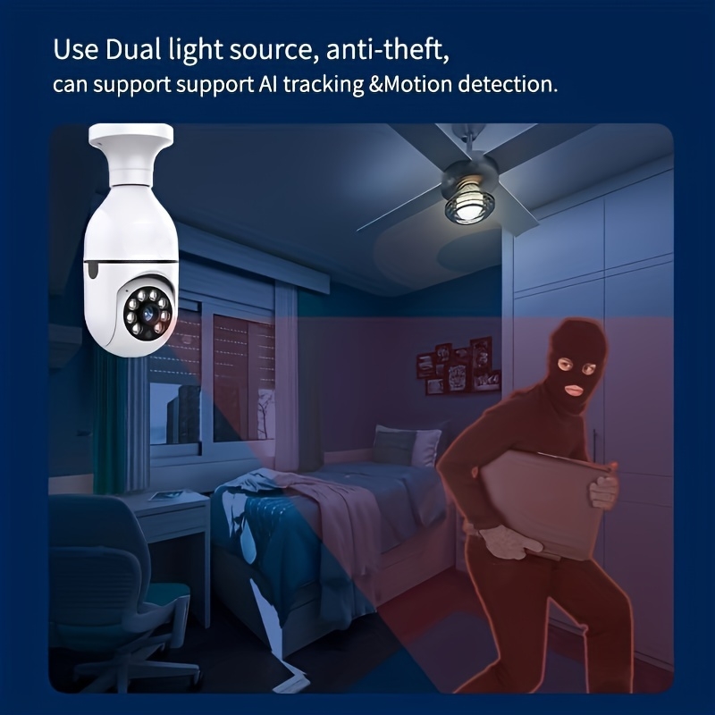 2 Stück Ease Life APP-Glühbirne Überwachungskameras Drahtlose WiFi-Kamera für den Außenbereich 5 GHz, 360 Grad, E27-Lichtfassung, verschraubbar, Securi