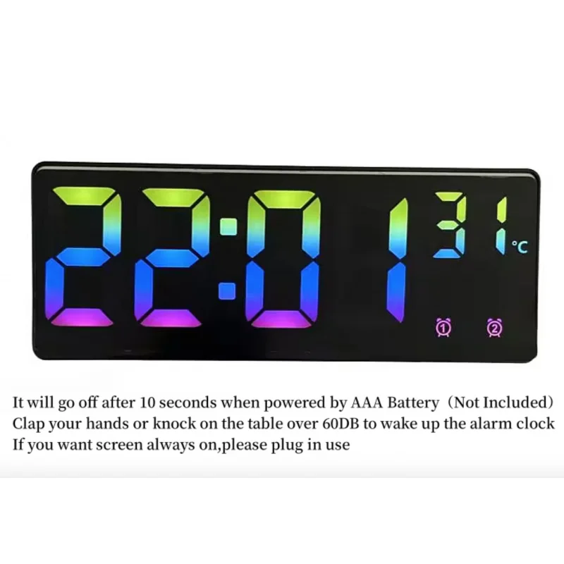 ​ ​ Sveglia digitale con controllo vocale con display della temperatura - Doppio allarme, snooze, luce notturna, 12/24 ore ​